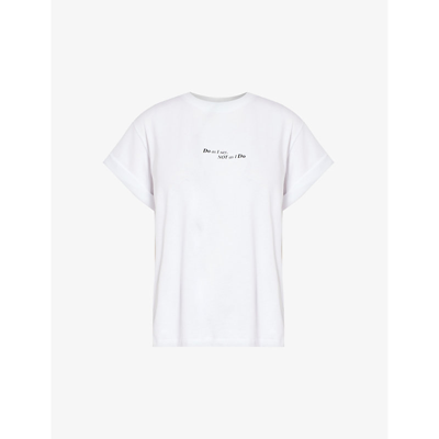 Shop Victoria Beckham Women's White Text-print Organic Cotton-jersey T-shirt