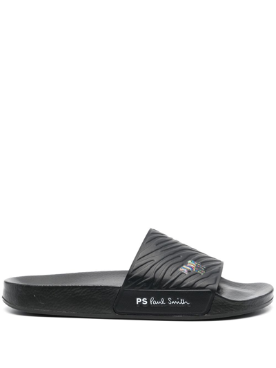 Shop Ps By Paul Smith Zebra Logo Pool Slides In Black