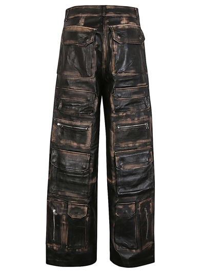 Fermas.club Leather Cargo Trousers In Black