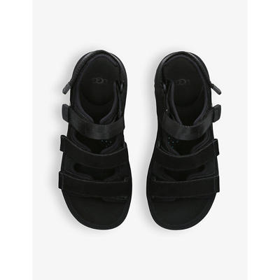 Shop Ugg Goldencoast -strap Suede And Mesh-blend Flat Sandals In Black