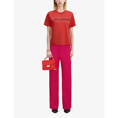 Shop The Kooples Women's Red Brique Graphic-print Short-sleeve Cotton T-shirt