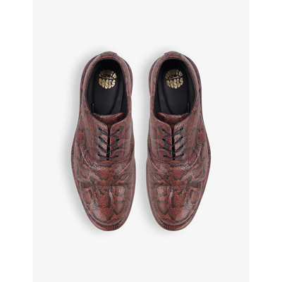 Shop Martine Rose X Clarks Quilted-leather Oxford Shoes In Brown Snake