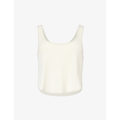 Shop Beyond Yoga Well Travelled Cropped Stretch-jersey Top In Ivory