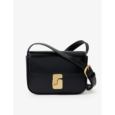 Shop Soeur Bell S-embellished Leather Cross-body Bag In Noir