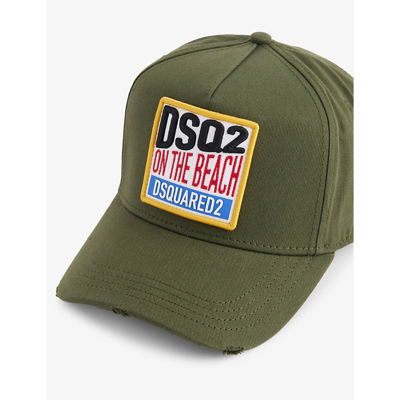 Shop Dsquared2 On The Beach Brand-embroidered Cotton-twill Cap In Military