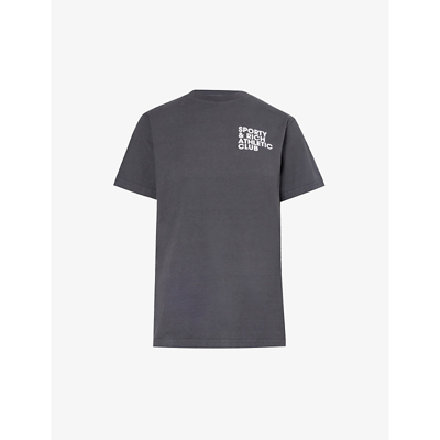 Shop Sporty And Rich Exercise Often Short-sleeved Cotton-jersey T-shirt In Faded Black
