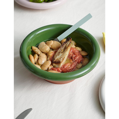 Hay Green Barro Small Striped Terracotta Salad Bowl Cm In Green