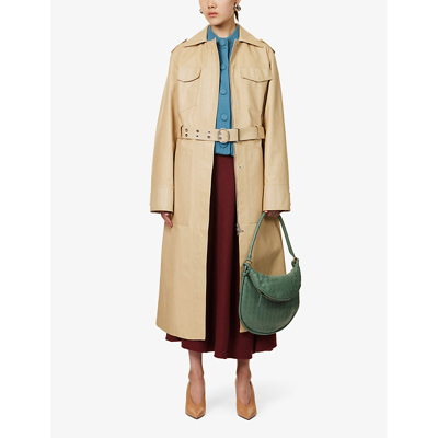 Shop Jil Sander Womens Beaver Spread-collar Belted Leather Trench Coat