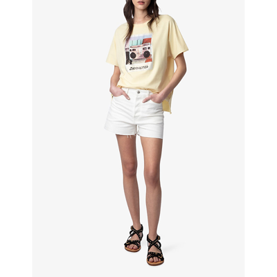 Shop Zadig & Voltaire Zadig&voltaire Women's Shea Tommer Branded-print Cotton-jersey T-shirt