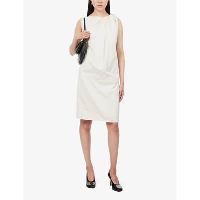 Shop Totême Toteme Women's Ecru Twisted-design Organic-cotton And Linen-blend Mini Dress