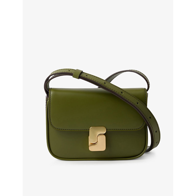 Shop Soeur Bell S-embellished Leather Cross-body Bag In Vert Olive