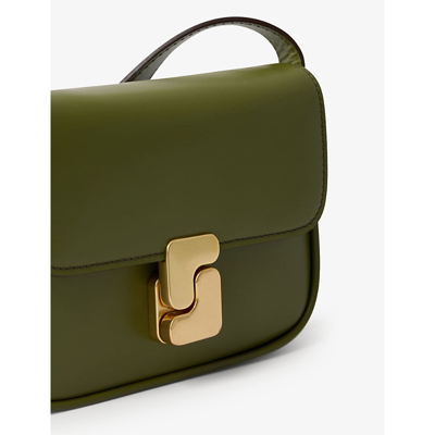 Soeur Womens Vert Olive Bell S-embellished Leather Cross-body Bag In Vert Olive