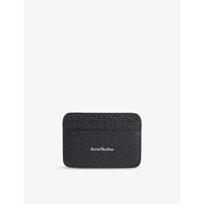 Shop Acne Studios Black Logo-embossed Grained Leather Card Holder