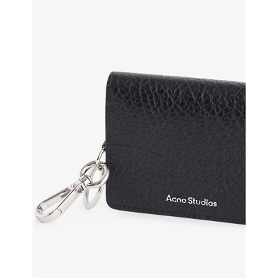Shop Acne Studios Black Logo-embossed Key-ring Embellished Leather Card Holder