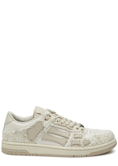 Shop Amiri Skel Panelled Leather Sneakers In Off White