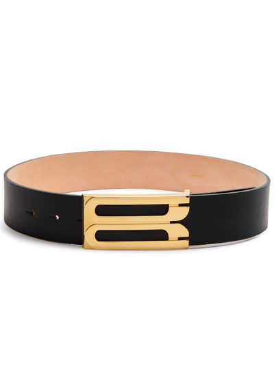 Shop Victoria Beckham Jumbo Frame Leather Belt In Black