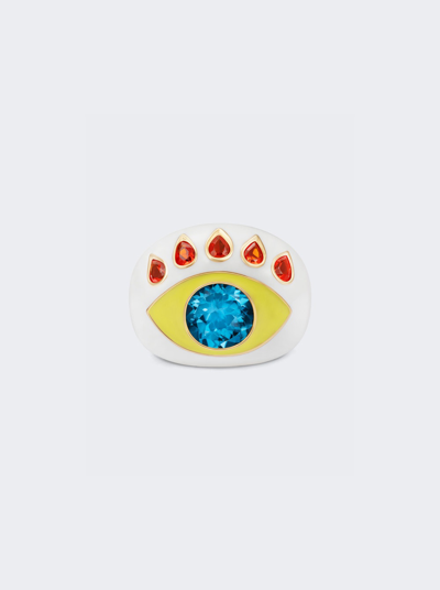 Shop Nevernot Show N Tell Ready To See You Ring In 18k Gold And Blue Topaz