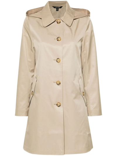 Shop Lauren Ralph Lauren Single Breasted Coat In Brown