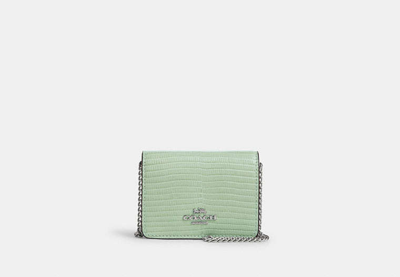 Shop Coach Outlet Mini Wallet On A Chain In Green