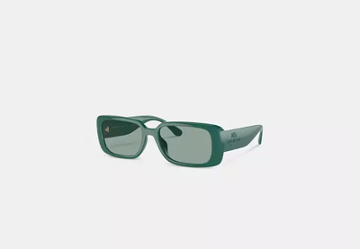 Coach Outlet Narrow Rectangle Sunglasses In Green
