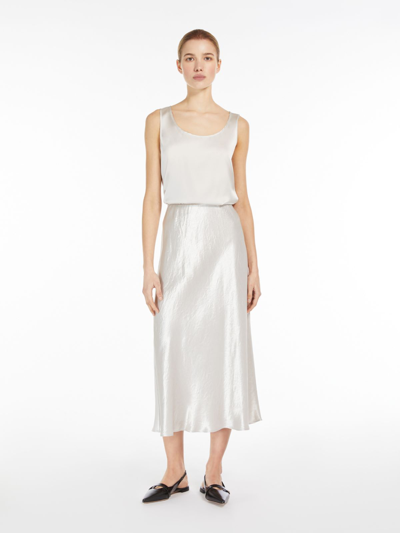 Shop Max Mara Flared Satin Skirt In Stone