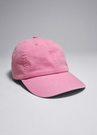 Shop Other Stories Bleached Denim Baseball Cap In Pink