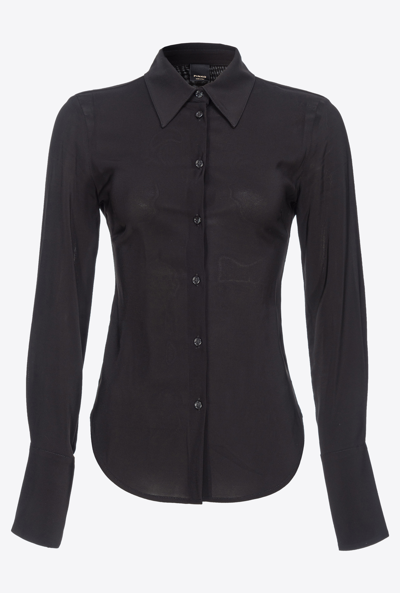 Shop Pinko Stretch Georgette Shirt In Limo Black