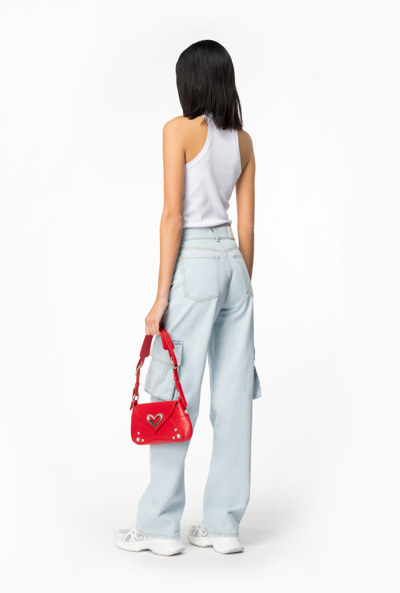Pinko Ribbed Camisole Top With Logo In Blanc Brill.