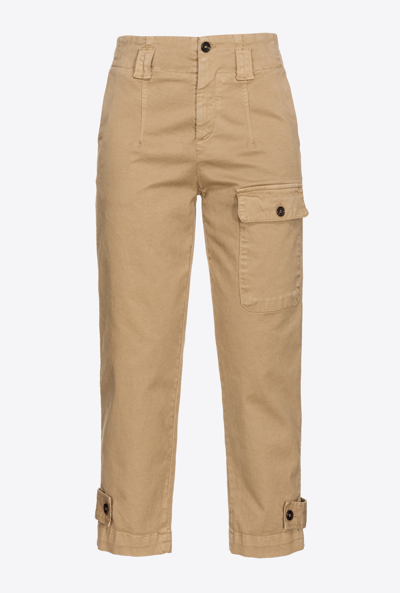 Shop Pinko Pantalon Cargo Old Wash In Olive Gothique