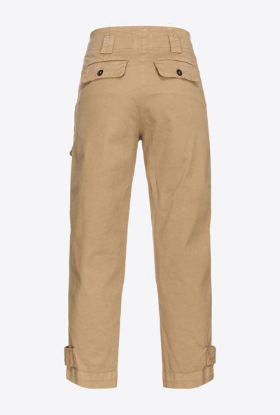 Shop Pinko Old-wash Cargo Trousers In Olive Gothique