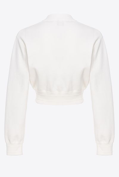 Shop Pinko Short Fleece Bomber Jacket In Blanc Brill.