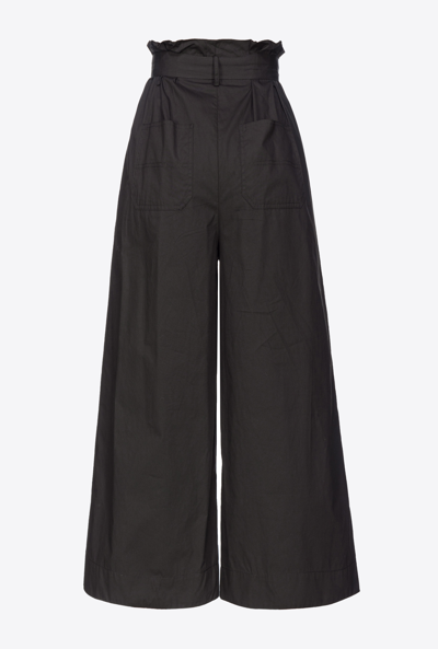Shop Pinko Wide-leg Trousers With Belt In Limo Black