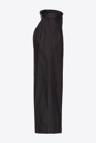 Shop Pinko Wide-leg Trousers With Belt In Limo Black