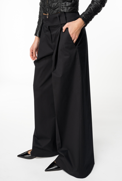 Shop Pinko Pantaloni Extra Wide Raso Tecnico In Noir Limousine