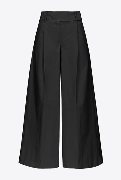 Shop Pinko Pantaloni Extra Wide Raso Tecnico In Noir Limousine