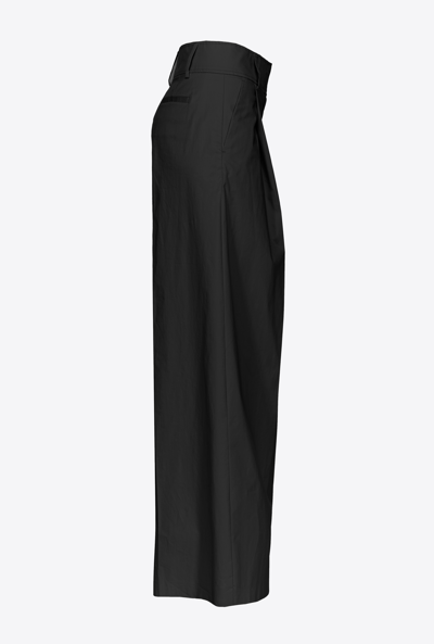 Shop Pinko Pantaloni Extra Wide Raso Tecnico In Noir Limousine