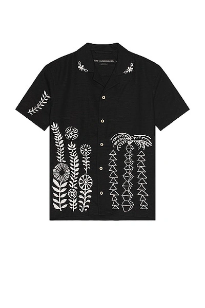 Shop Andersson Bell May Embroidery Open Collar Shirt In Black