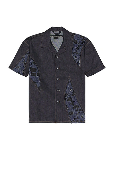 Shop Andersson Bell Patchwork Open Collar Shirt In Denim