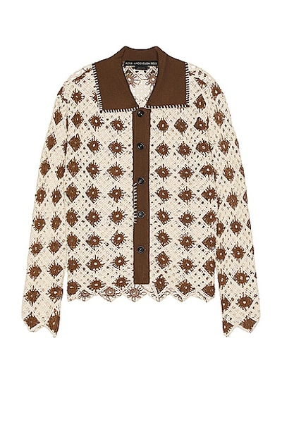 Shop Andersson Bell Crochet Cotton Cardigan In Brown