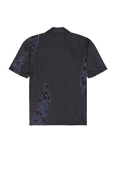 Shop Andersson Bell Patchwork Open Collar Shirt In Denim