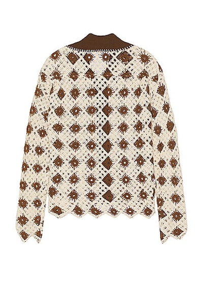 Shop Andersson Bell Crochet Cotton Cardigan In Brown