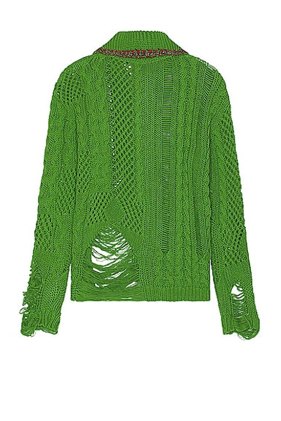 Shop Andersson Bell Sauvage Cotton Cardigan In Green