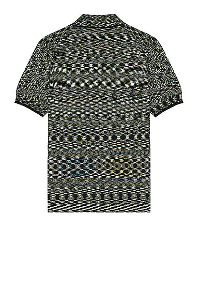 Shop Missoni Short Sleeve Polo In Black & Lime Green