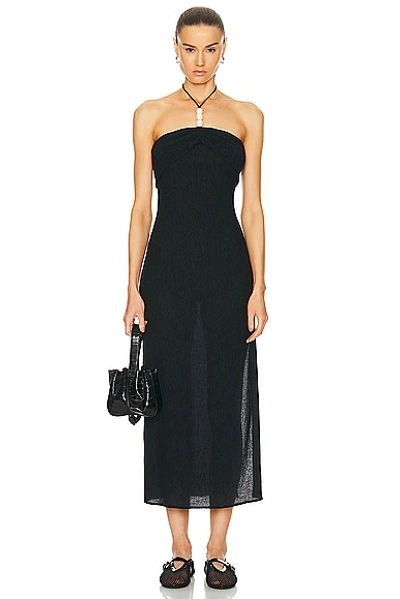 Shop Magda Butrym Bead Neck Midi Dress In Black