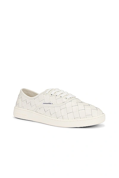 Bottega Veneta White Slip-on Sneakers With Intreccio Motif In Leather Man In White