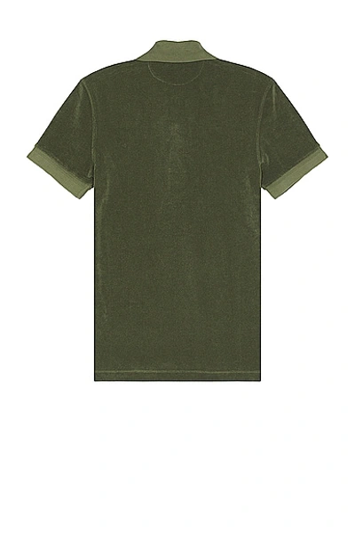 Shop Tom Ford Towelling Polo In Pale Army