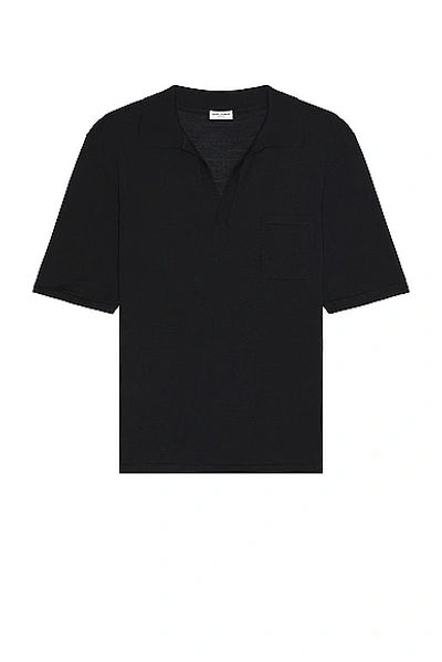 Shop Saint Laurent Polo Manches Courtes In Noir