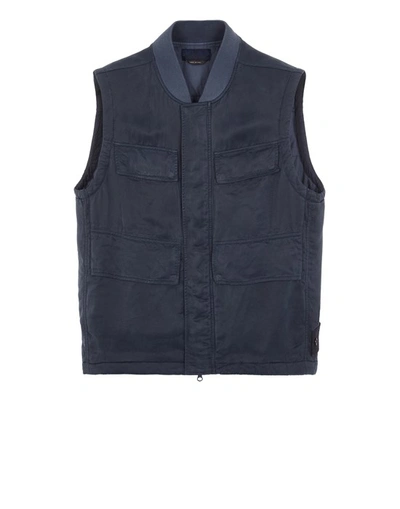 Stone Island Waistcoat Blue Cupro In Blue