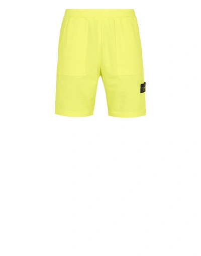 Shop Stone Island Fleece Bermuda Shorts Yellow Cotton
