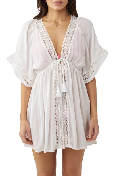 Shop O'neill Wilder Lace Trim Cover-up Dress In White